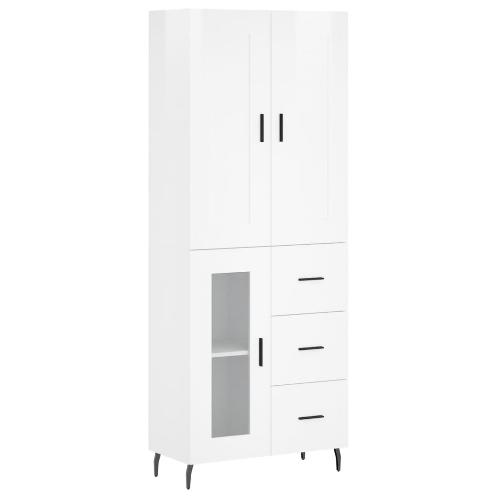 Credenza Bianco Lucido 69,5x34x180 cm in Legno Multistrato 3199955