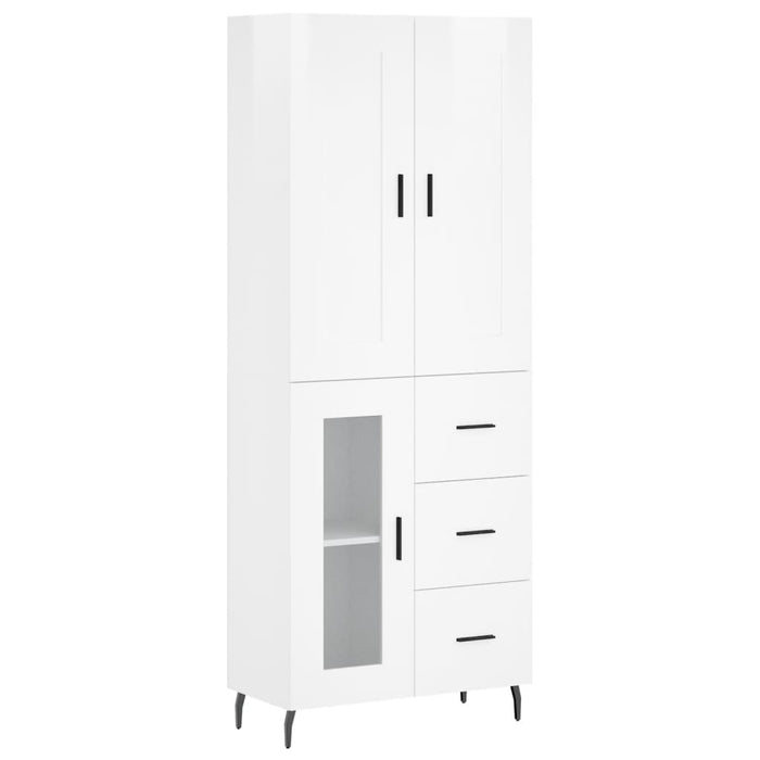 Credenza Bianco Lucido 69,5x34x180 cm in Legno Multistrato 3199955