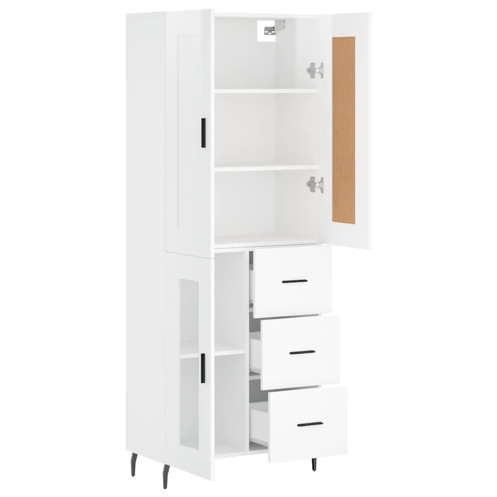 Credenza Bianco Lucido 69,5x34x180 cm in Legno Multistrato 3199955