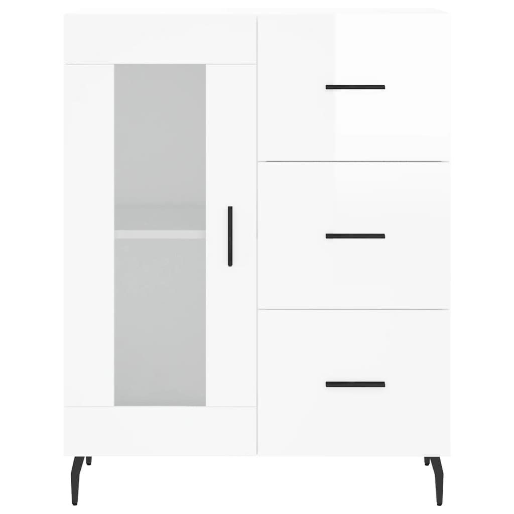 Credenza Bianco Lucido 69,5x34x180 cm in Legno Multistrato 3199955