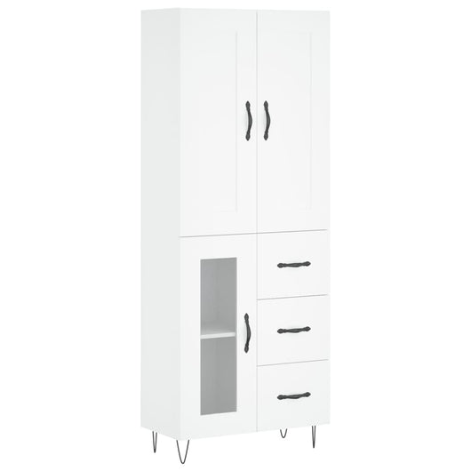 Credenza cassettiera mobile contenitore organizer cucina soggiorno salotto alto 695 x 34 x 180 cm legno ingegnerizzato bianco 02_0032610