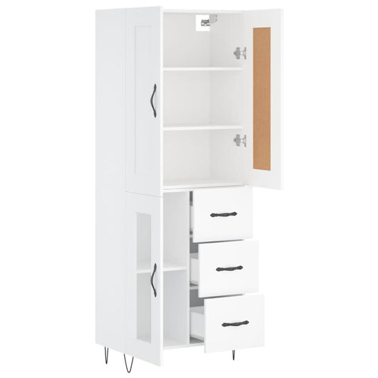 Credenza cassettiera mobile contenitore organizer cucina soggiorno salotto alto 695 x 34 x 180 cm legno ingegnerizzato bianco 02_0032610