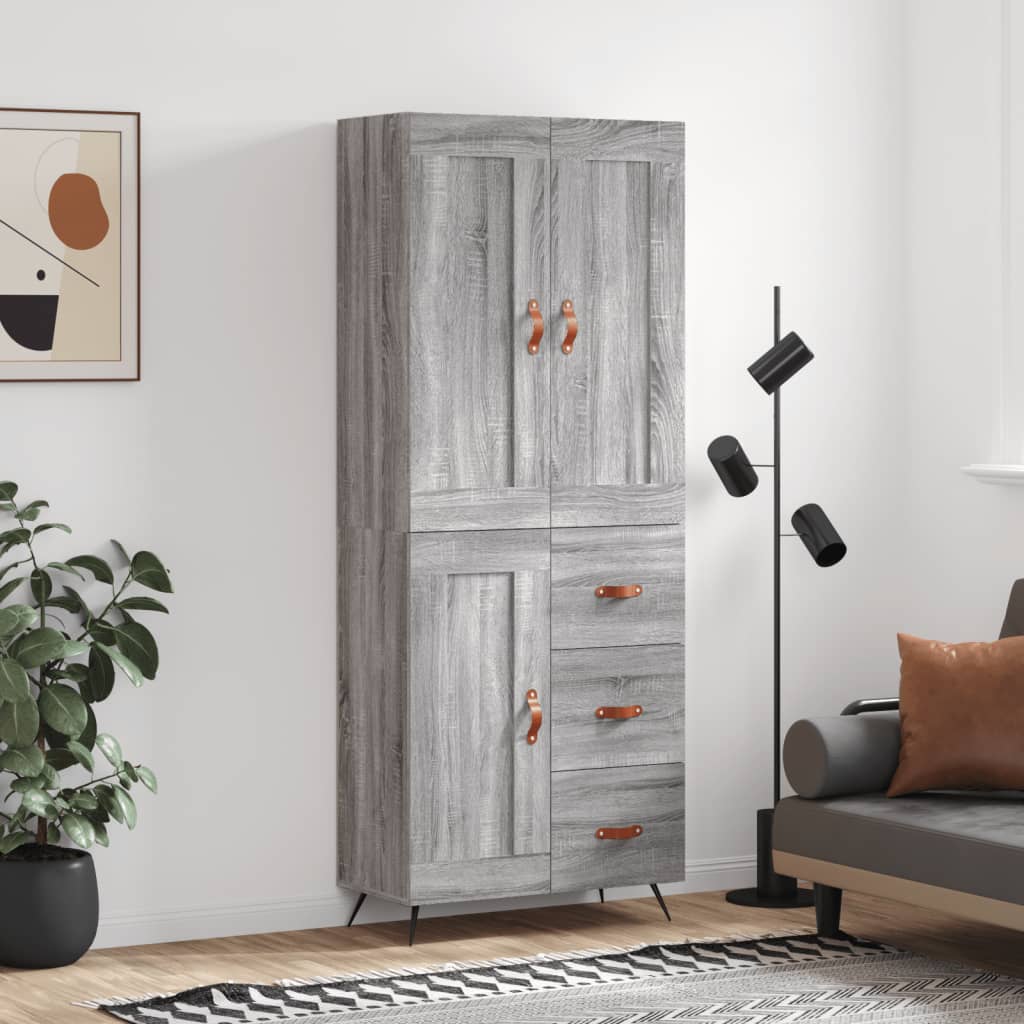 Credenza Grigio Sonoma 69,5x34x180 cm in Legno Multistrato 3199983