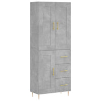 vidaXL Credenza Grigio Cemento 69,5x34x180 cm in Legno Multistrato