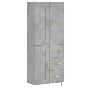 vidaXL Credenza Grigio Cemento 69,5x34x180 cm in Legno Multistrato