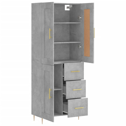 Credenza cassettiera mobile contenitore organizer cucina soggiorno salotto alto 695 x 34 x 180 cm legno ingegnerizzato grigio 02_0034546