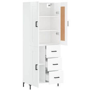 Credenza Bianco Lucido 69,5x34x180 cm in Legno Multistrato 3200003