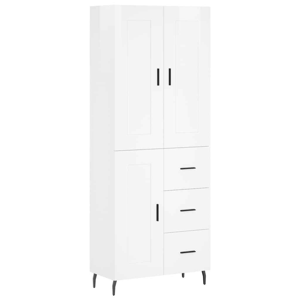 Credenza Bianco Lucido 69,5x34x180 cm in Legno Multistrato 3200019