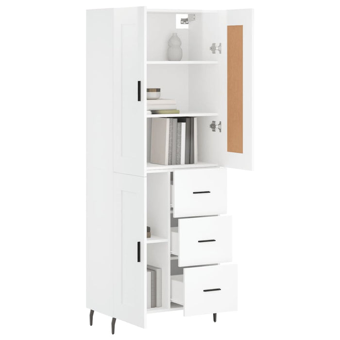 Credenza Bianco Lucido 69,5x34x180 cm in Legno Multistrato 3200019