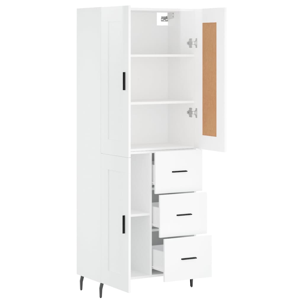 Credenza Bianco Lucido 69,5x34x180 cm in Legno Multistrato 3200019
