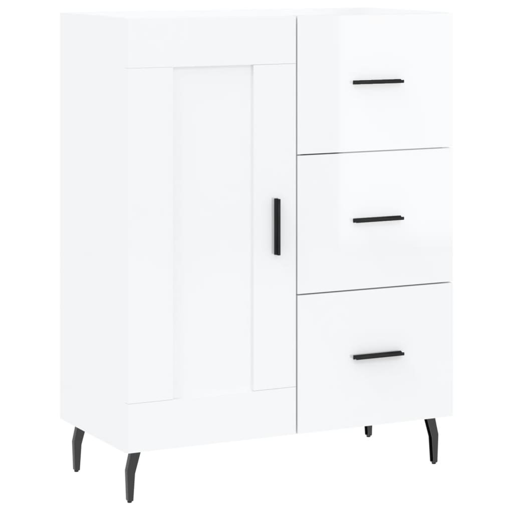 Credenza Bianco Lucido 69,5x34x180 cm in Legno Multistrato 3200019