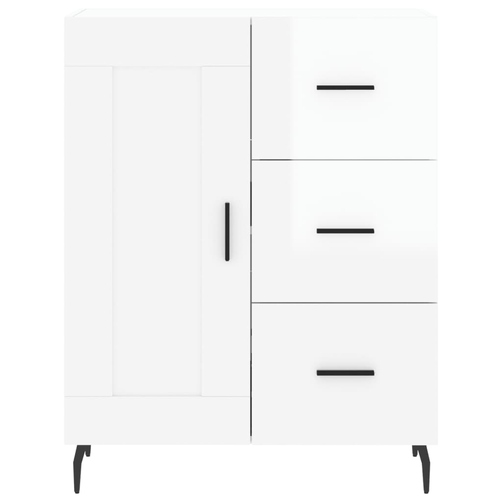 Credenza Bianco Lucido 69,5x34x180 cm in Legno Multistrato 3200019