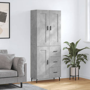 vidaXL Credenza Grigio Cemento 69,5x34x180 cm in Legno Multistrato