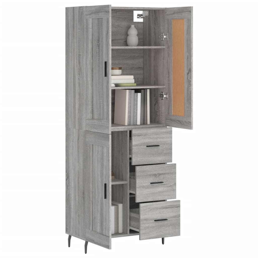 Credenza Grigio Sonoma 69,5x34x180 cm in Legno Multistrato 3200023