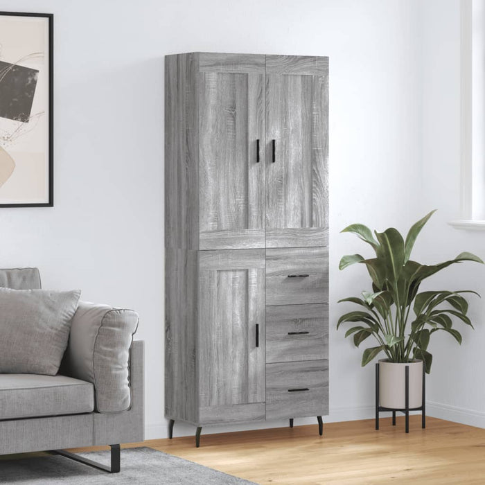 Credenza Grigio Sonoma 69,5x34x180 cm in Legno Multistrato 3200023