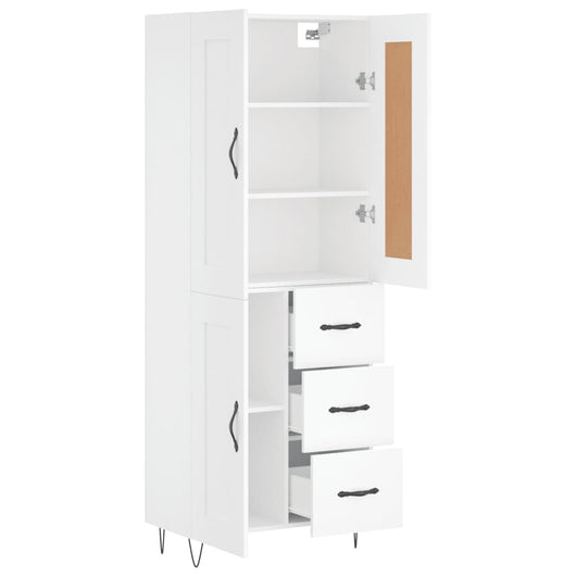 Credenza cassettiera mobile contenitore organizer cucina soggiorno salotto alto 695 x 34 x 180 cm legno ingegnerizzato bianco 02_0032727