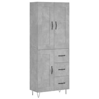 vidaXL Credenza Grigio Cemento 69,5x34x180 cm in Legno Multistrato