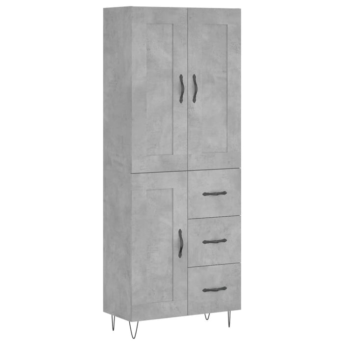 vidaXL Credenza Grigio Cemento 69,5x34x180 cm in Legno Multistrato