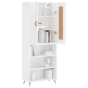 Credenza Bianco Lucido 69,5x34x180 cm in Legno Multistrato 3200043