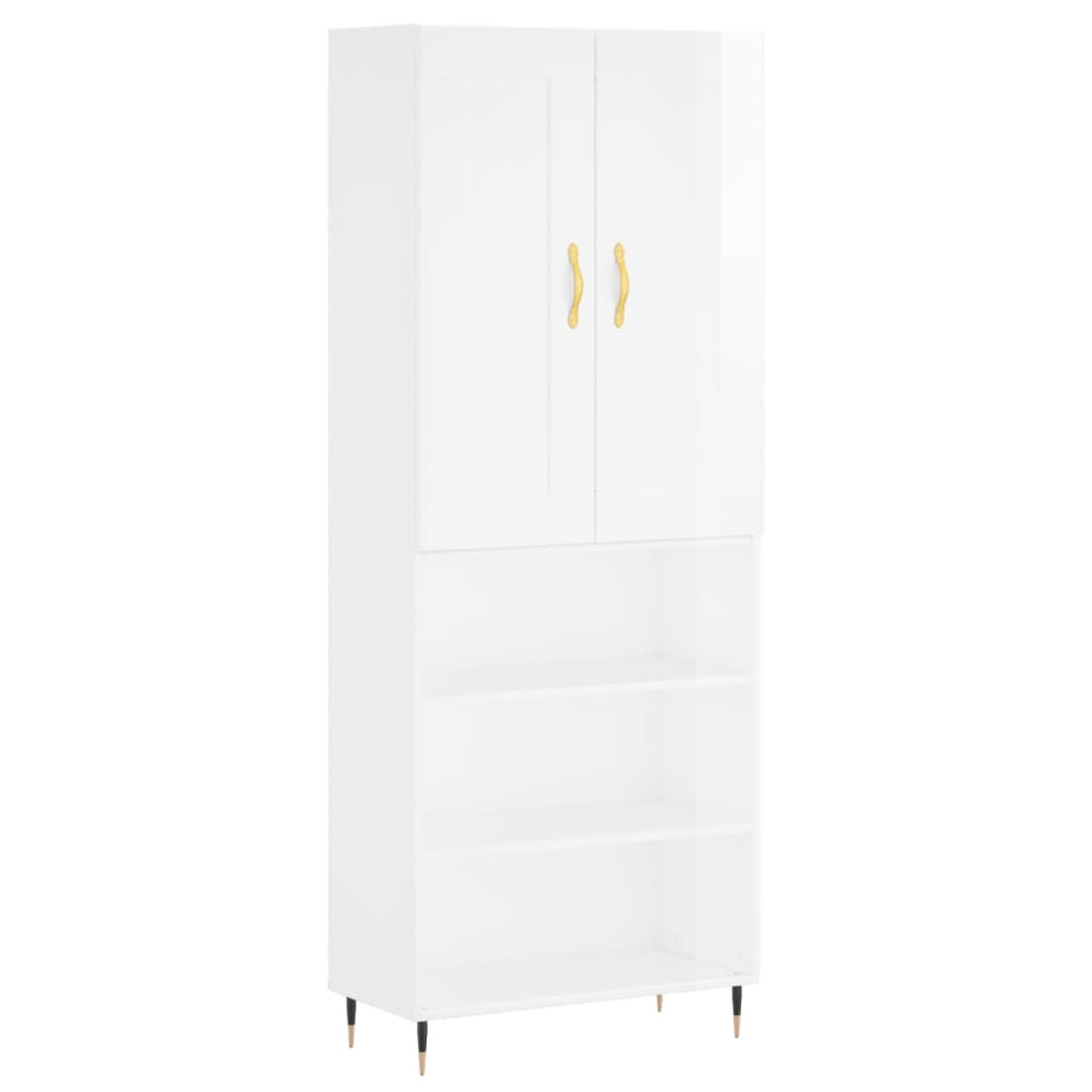Credenza Bianco Lucido 69,5x34x180 cm in Legno Multistratocod mxl 83578