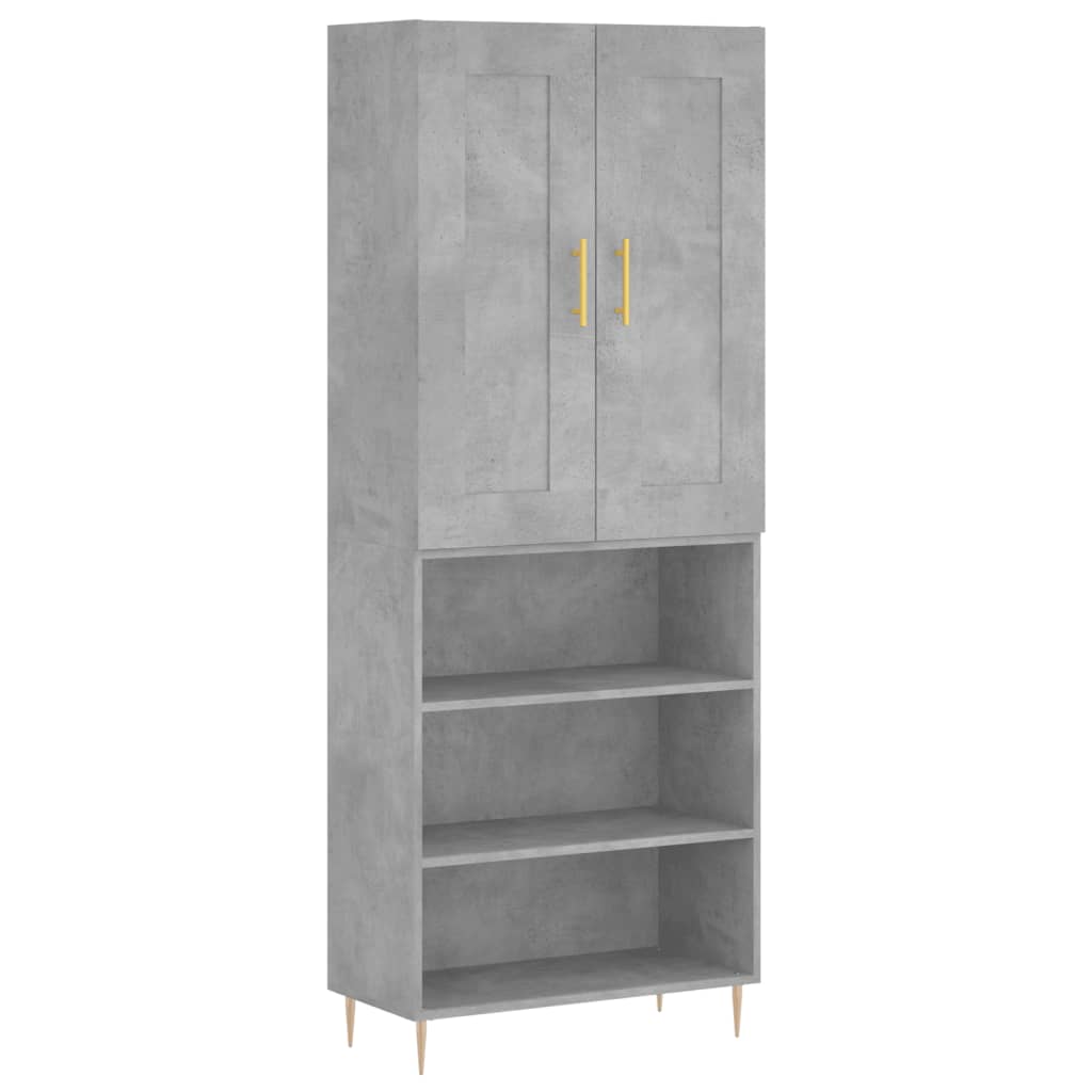 vidaXL Credenza Grigio Cemento 69,5x34x180 cm in Legno Multistrato
