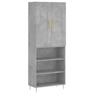 vidaXL Credenza Grigio Cemento 69,5x34x180 cm in Legno Multistrato