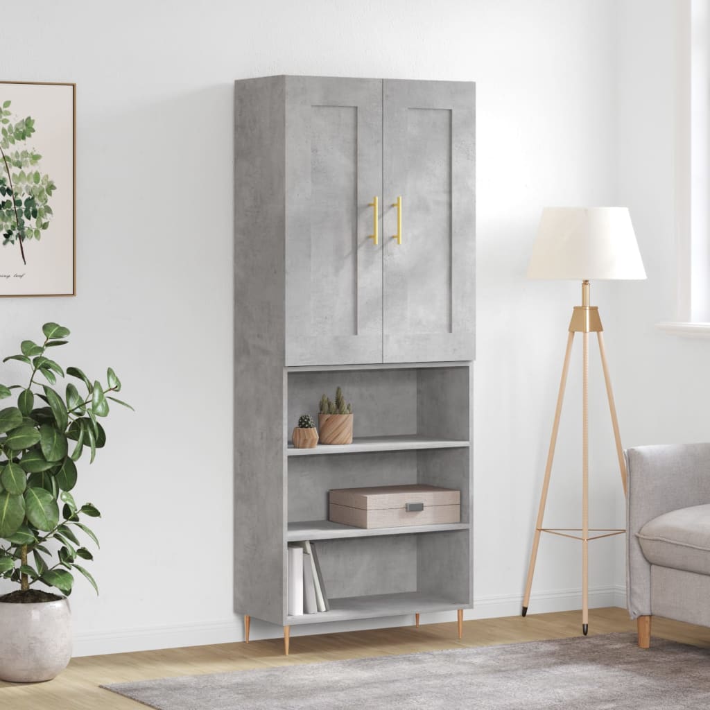 vidaXL Credenza Grigio Cemento 69,5x34x180 cm in Legno Multistrato