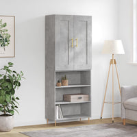 vidaXL Credenza Grigio Cemento 69,5x34x180 cm in Legno Multistrato
