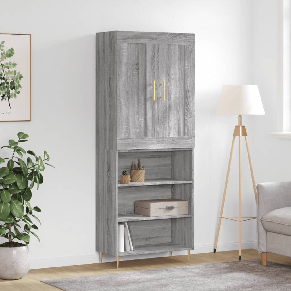 vidaXL Credenza Grigio Sonoma 69,5x34x180 cm in Legno Multistrato