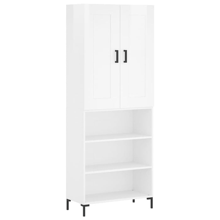 Credenza Bianco Lucido 69,5x34x180 cm in Legno Multistrato 3200067