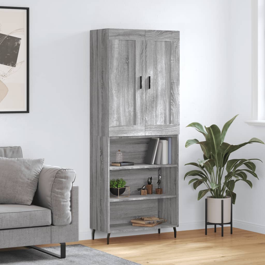 Credenza Grigio Sonoma 69,5x34x180 cm in Legno Multistrato 3200087
