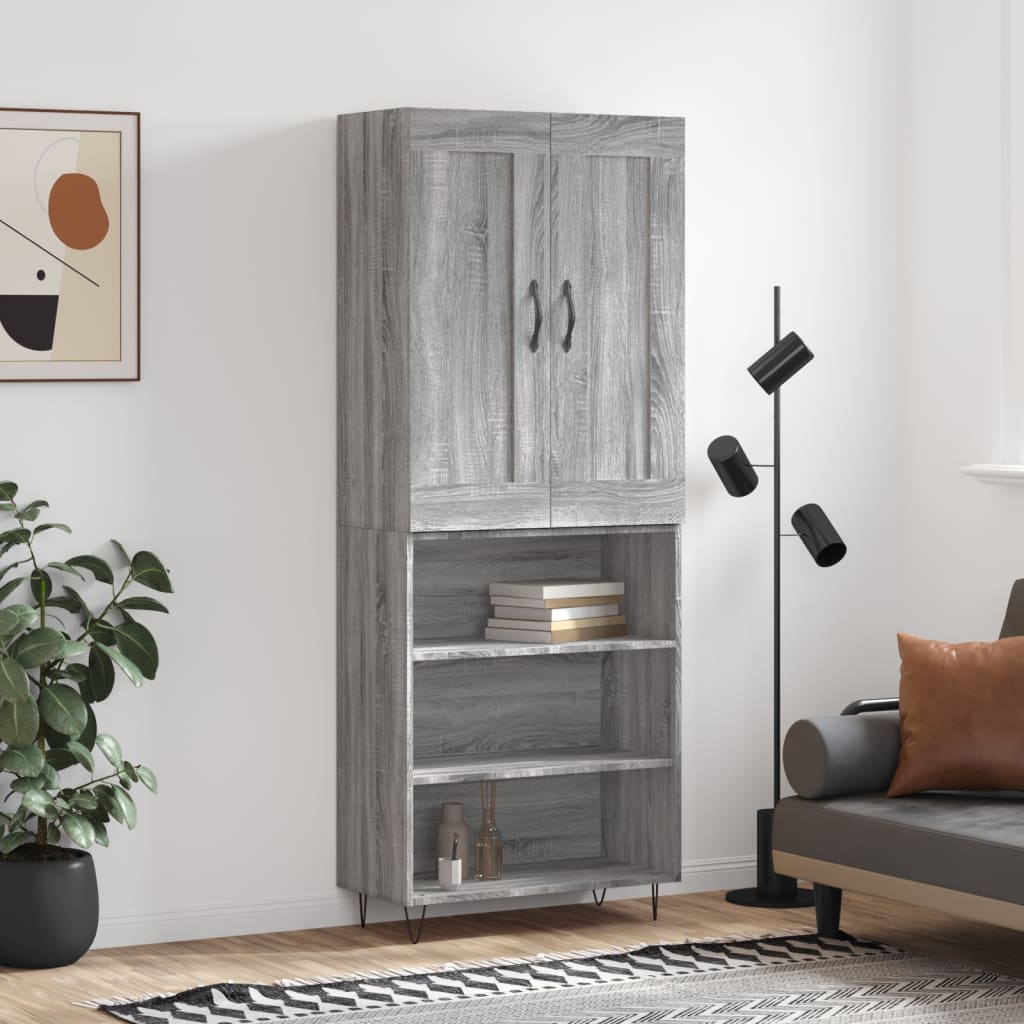 vidaXL Credenza Grigio Sonoma 69,5x34x180 cm in Legno Multistrato