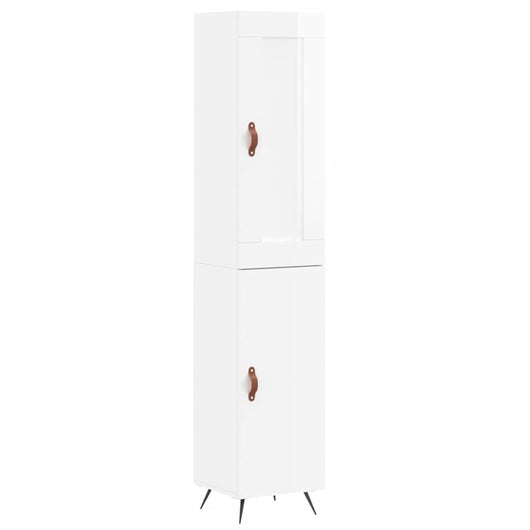 Credenza-Buffet-Armadio da cucina 34,5x34x180 cm in Legno Multistrato Bianco Lucido 123602