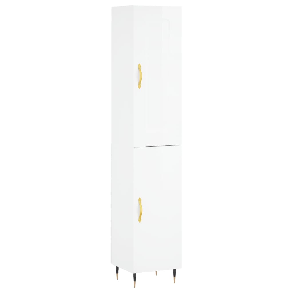 Credenza 34,5x34x180 cm in Legno Multistrato Bianco Lucidocod mxl 107536