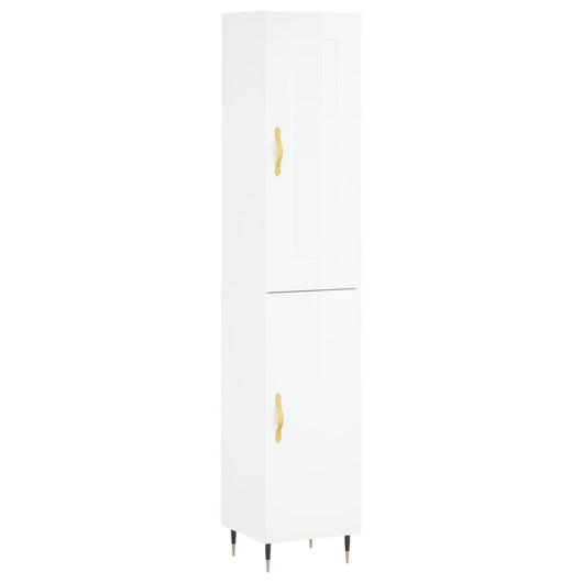 Credenza 34,5x34x180 cm in Legno Multistrato Bianco Lucidocod mxl 107536