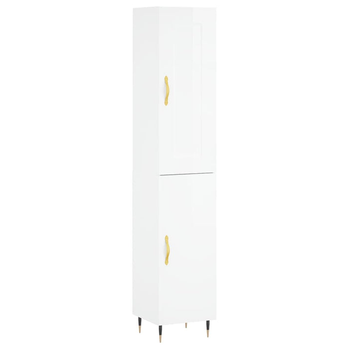 Credenza 34,5x34x180 cm in Legno Multistrato Bianco Lucidocod mxl 107536