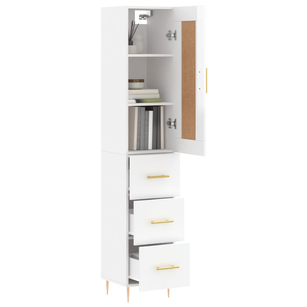 Credenza 34,5x34x180 cm in Legno Multistrato Bianco Lucido 3200187