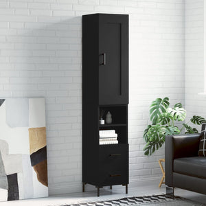 Credenza Nera 34,5x34x180 cm in Legno Multistrato 3200258