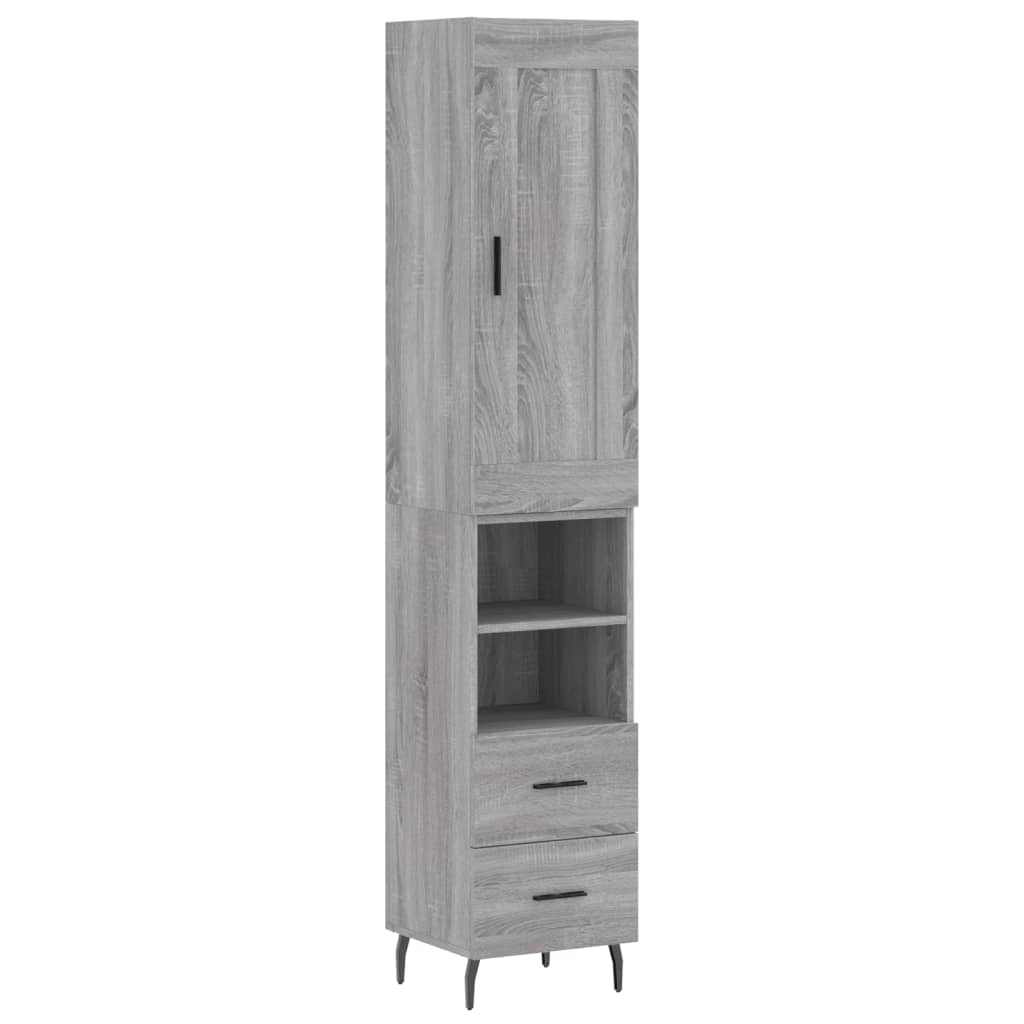 Credenza-Buffet-Armadio da cucina Grigio Sonoma 34,5x34x180 cm in Legno Multistrato 650840