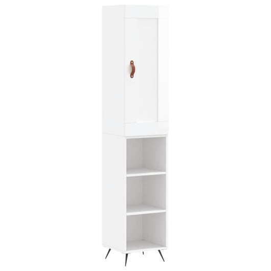 Credenza-Buffet-Armadio da cucina 34,5x34x180 cm in Legno Multistrato Bianco Lucido 287678