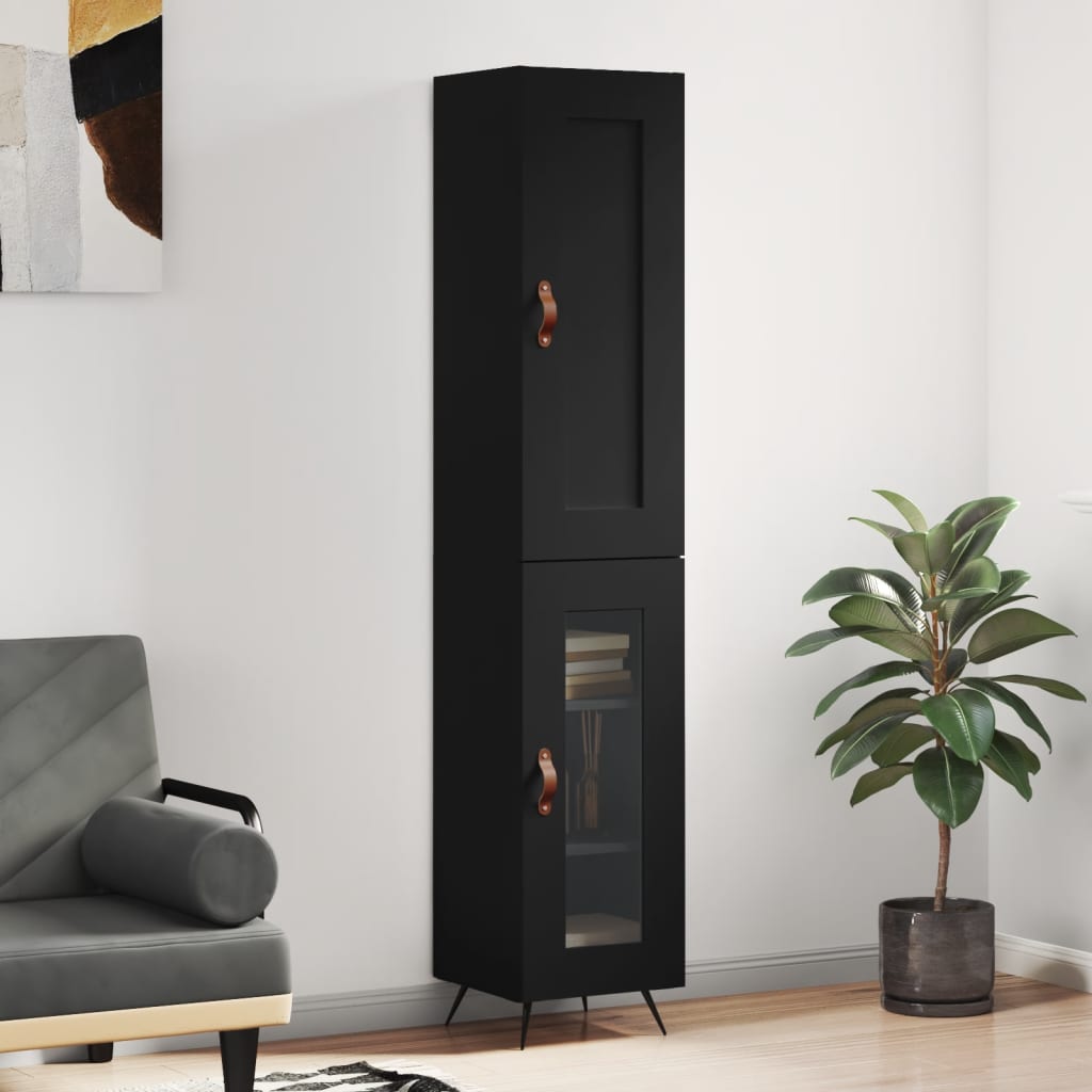 Credenza Nera 34,5x34x180 cm in Legno Multistrato 3200362