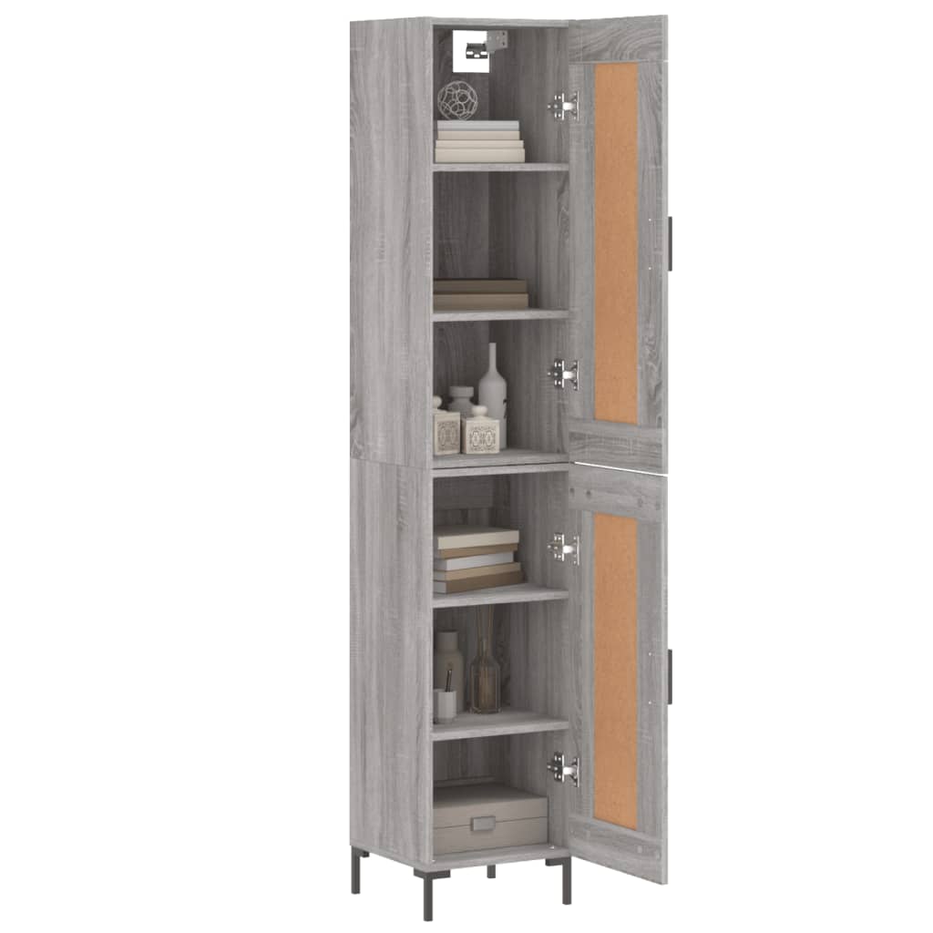 Credenza-Buffet-Armadio da cucina Grigio Sonoma 34,5x34x180 cm in Legno Multistrato 380468
