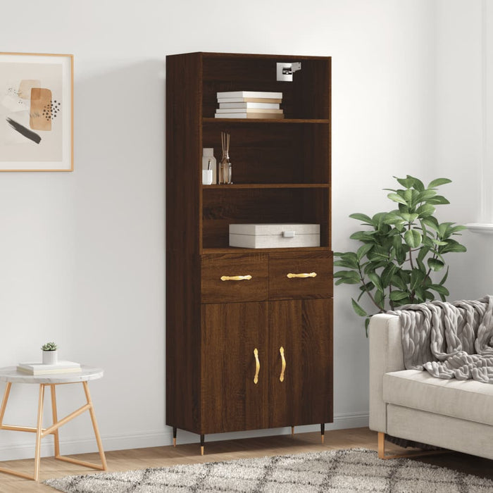 Credenza Rovere Marrone 69,5x34x180 cm in Legno Multistrato 3200504