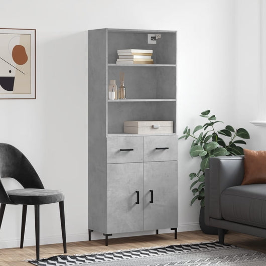 Credenza Grigio Cemento 69,5x34x180 cm in Legno Multistrato 3200517