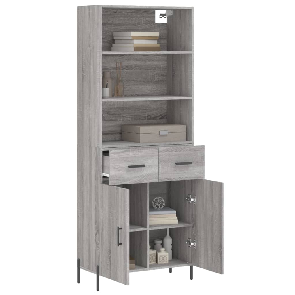 Credenza Grigio Sonoma 69,5x34x180 cm in Legno Multistrato 3200527