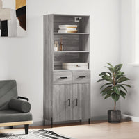 Credenza Grigio Sonoma 69,5x34x180 cm in Legno Multistrato 3200527