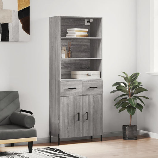 Credenza Grigio Sonoma 69,5x34x180 cm in Legno Multistrato 3200527
