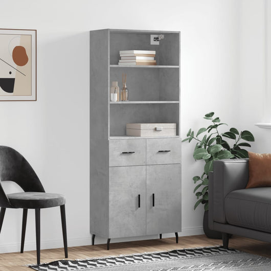 Credenza Grigio Cemento 69,5x34x180 cm in Legno Multistratocod mxl 126183