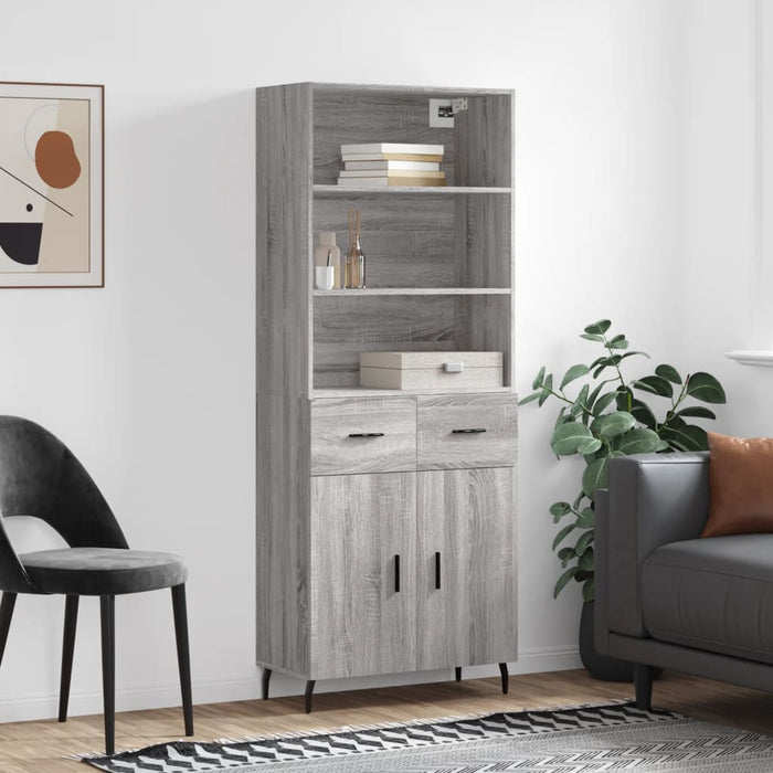 Credenza Grigio Sonoma 69,5x34x180 cm in Legno Multistrato 3200535