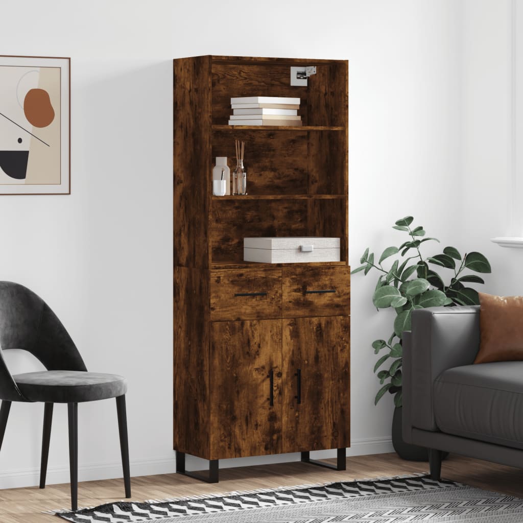 Credenza Rovere Fumo  69,5x34x180 cm in Legno Multistratocod mxl 87817